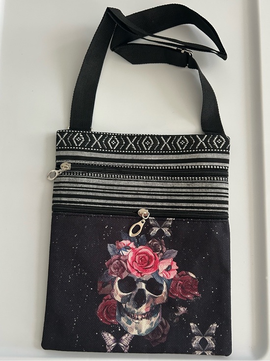 Handbags - Floral Sugar Skull Butterfly Crossbody Bag Tribal Goth Purse
